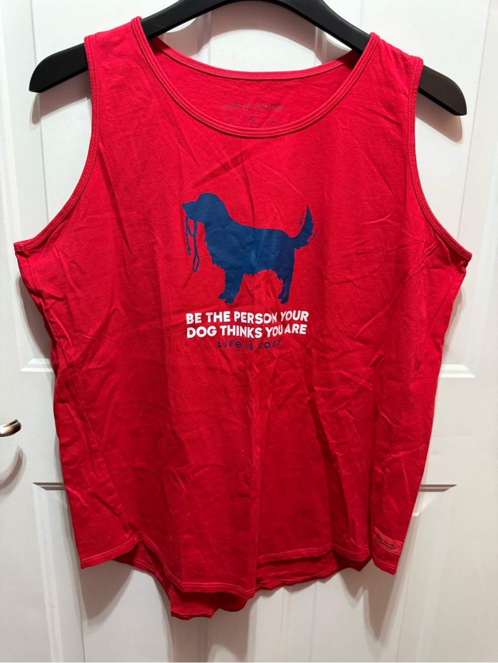 Life Is Good Red Tank with Navy Dog Graphic Size XL